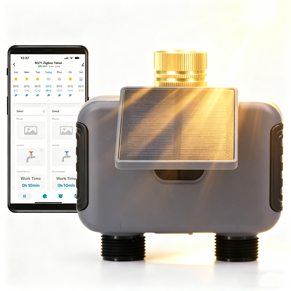 Smart Garden Tap Timer - Tuay Smart Solar 2-Zone Watering Timer