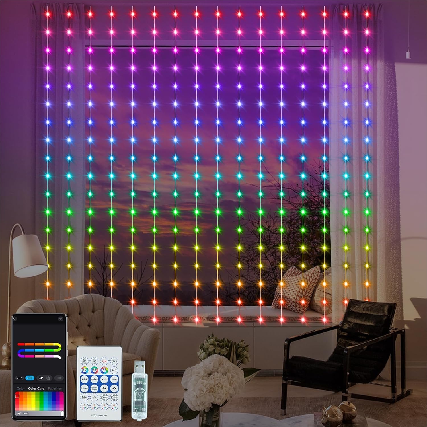 Smart Garden Light - Smart Curtain Lights RGB 5050 Built