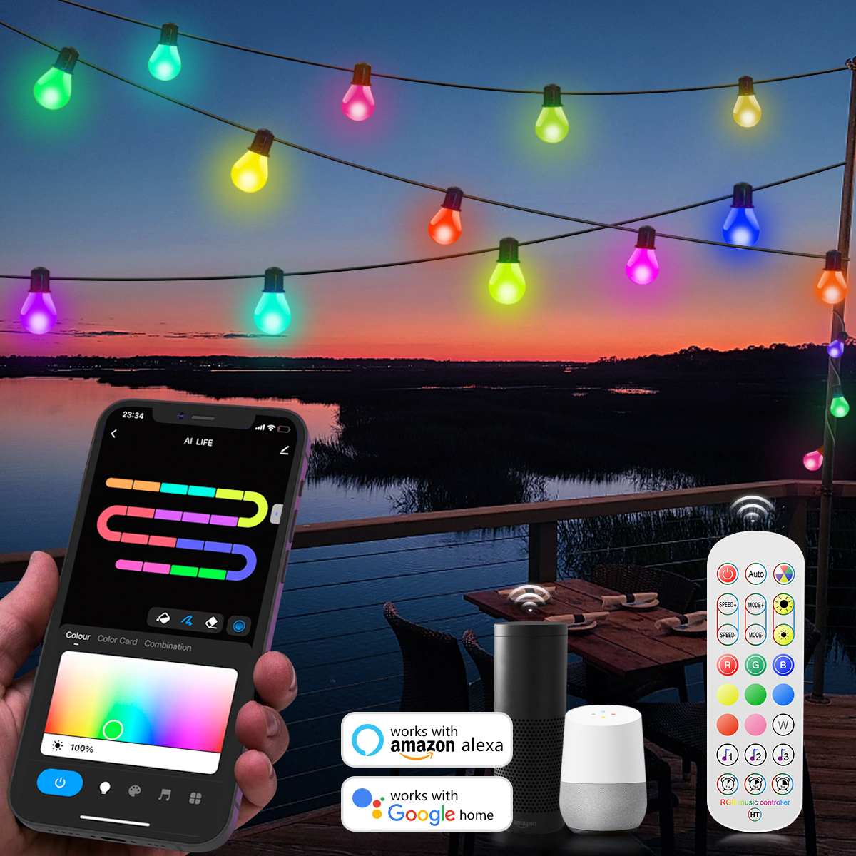 Smart Garden Festoon Lights - Tuya Smart WIFI G40 LED Bulb