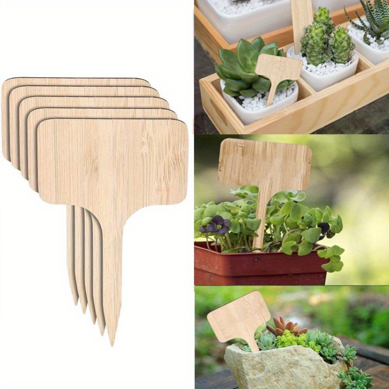 Garden Journal Planner - Bamboo Plant Labels, T-Type Wooden Plant