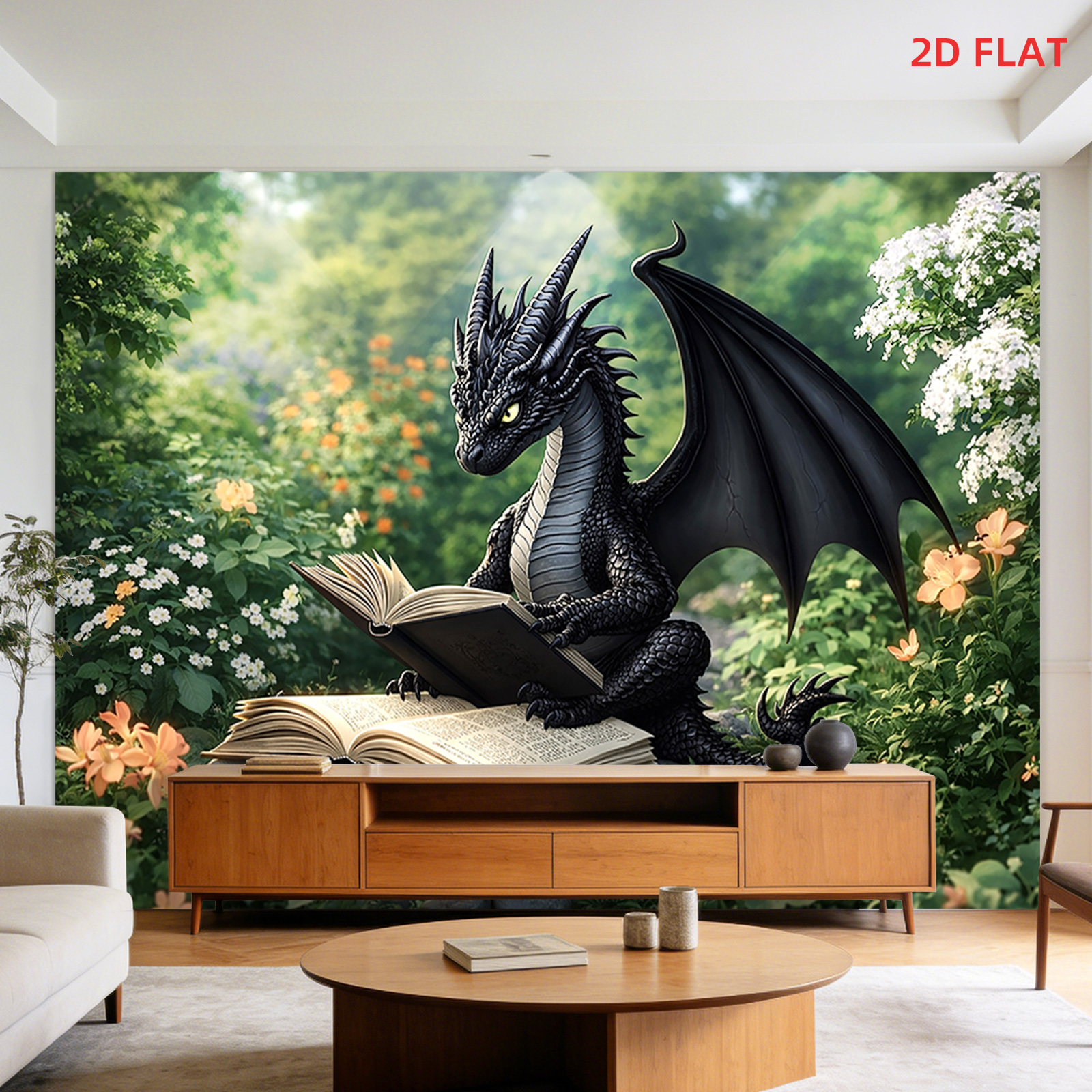 Garden Journal Planner - Fantasy Dragon Reading Book Tapestry with