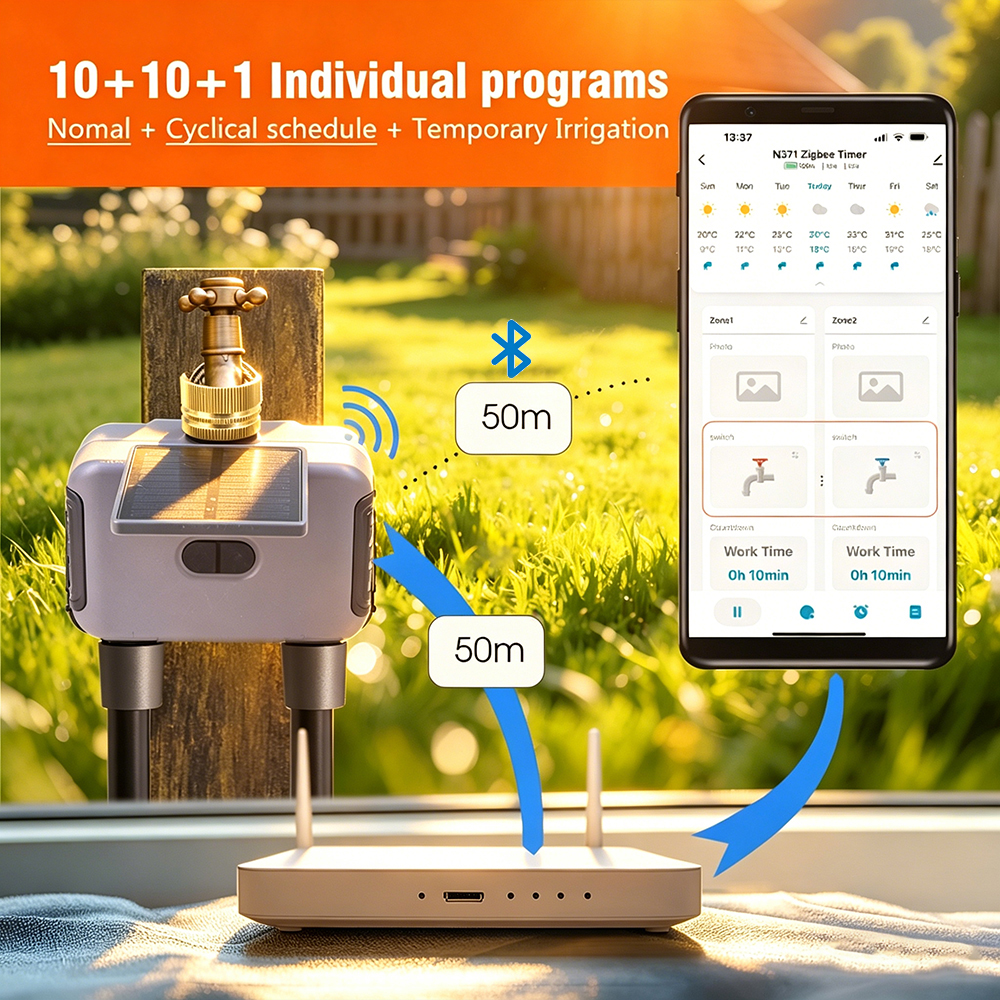 Tuay Smart Solar 2-Zone Wateri - Smart Garden Tap Timer recension och pris