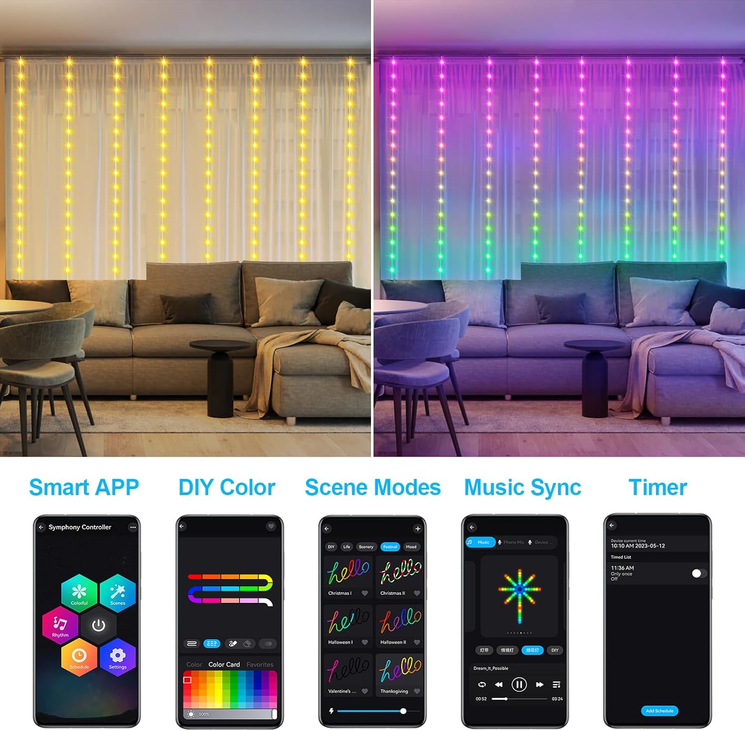Smart Curtain Lights RGB 5050  - Smart Garden Light recension och pris