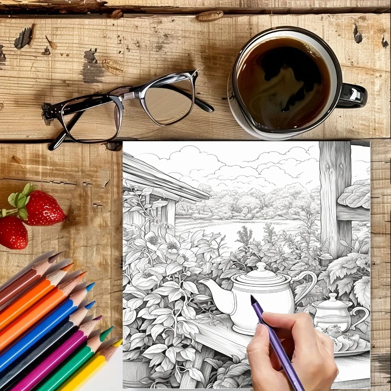 Tea In The Gardens Coloring Bo - Garden Journal Planner recension och pris